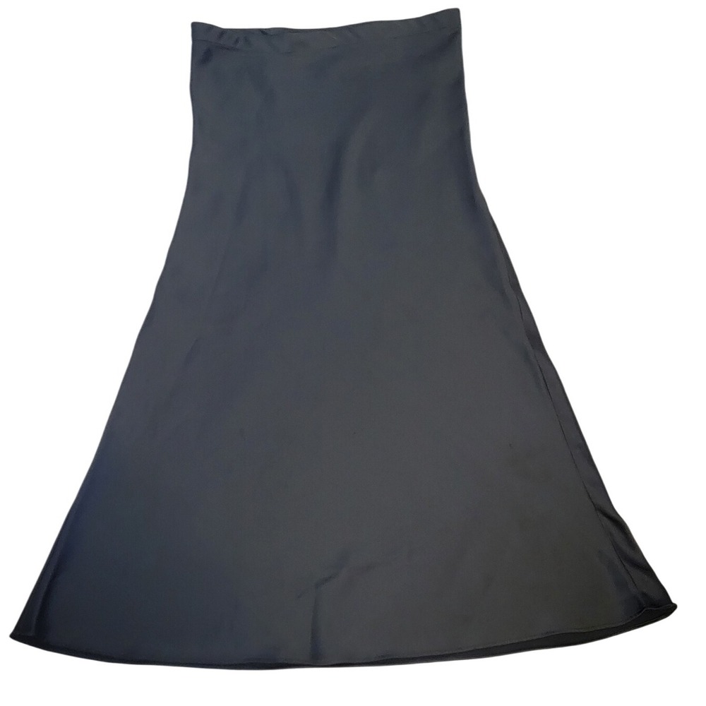Rachel Zoe Black Midi Skirt Size Small A Line Polyester Spandex Elastic Waist‎